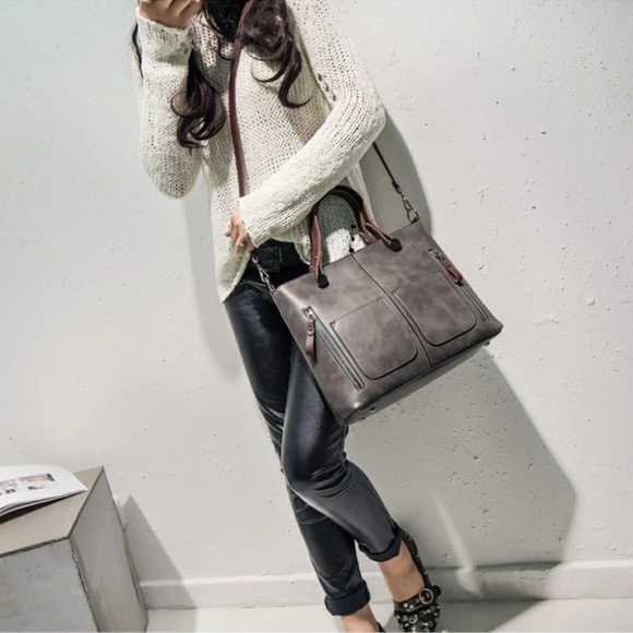 Handbags - SALE $30-Gray Vintage Style Tote Bag